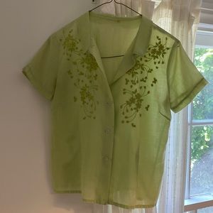 VINTAGE 60S/70S - SHEER LINEN BLOUSE (S)